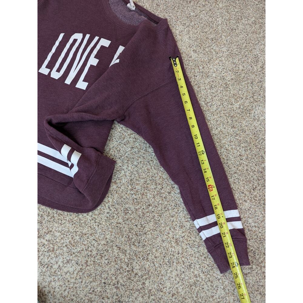 Pink Victoria's Secret Burgundy Oversized Boyfriend Varsity Crew Neck Love Pink - Picture 8 of 9